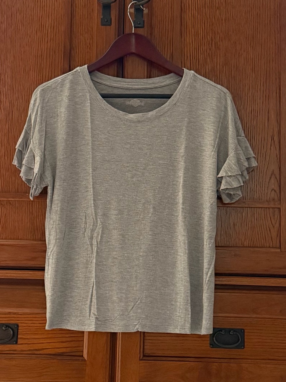 Jasmine & Ginger Layered Ruffle Flutter Sleeve Crewneck Tee Top Knit Lagenlook